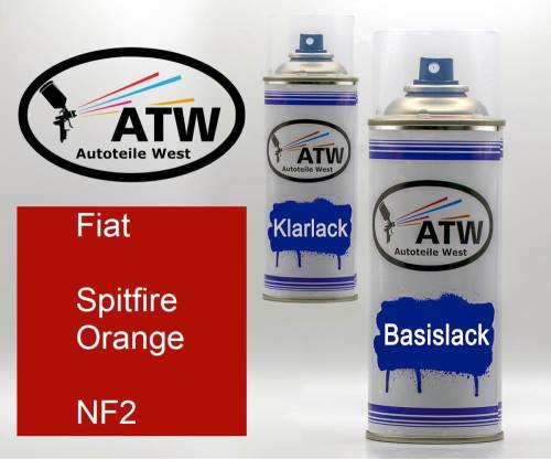 Fiat, Spitfire Orange, NF2: 400ml Sprühdose + 400ml Klarlack - Set, von ATW Autoteile West.